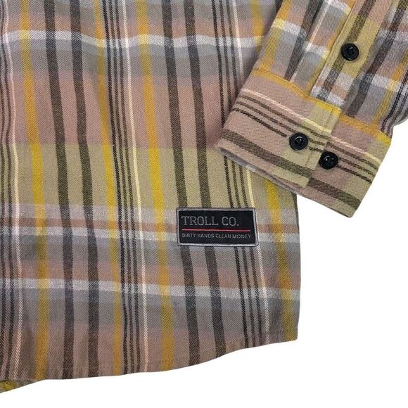 Troll Co. Clothing Flannel Shirt Men's Large Plaid Pearl Snap Pocket Shirt - Picture 6 of 11